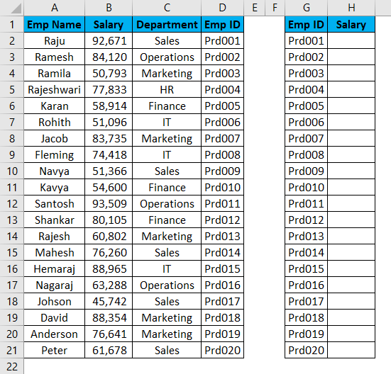 VLOOKUP Alternatives Example 3-5