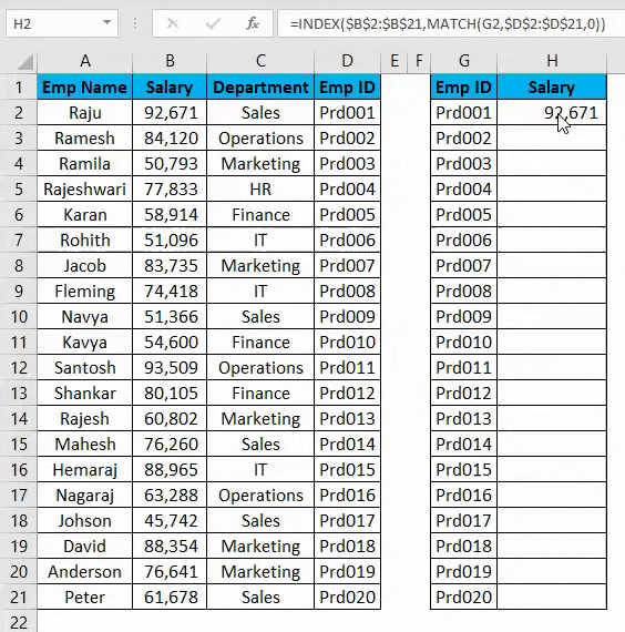 VLOOKUP Alternatives Example 4-9