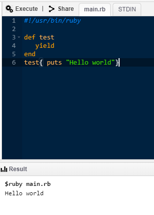 Implementing block using yield statement