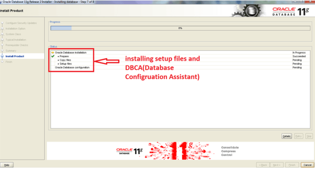 Installation of Oracle on windows Step 7