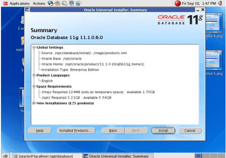 Installation of Oracle on Linux Step 14