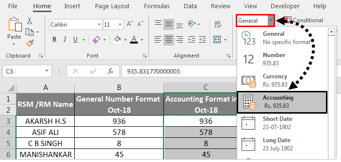 Accounting Number Format Example 3-3