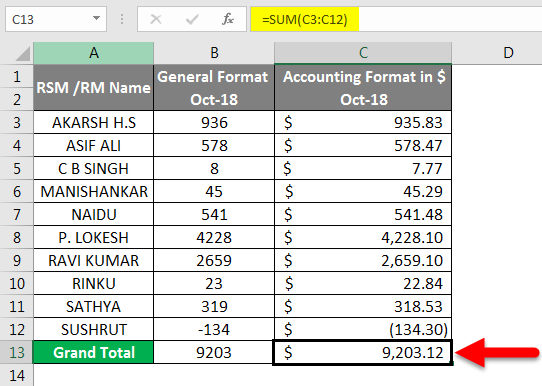 Accounting Number Format Example 3-5