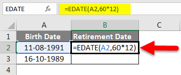 Adding Months to Dates in Excel example 3-2