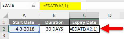 Adding Months to Dates in Excel example 4-2