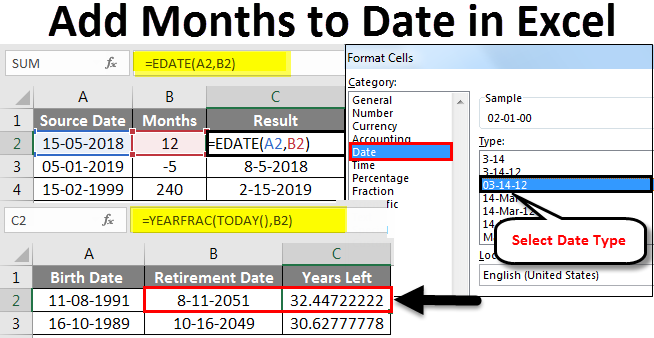 Adding Months to Dates in Excel