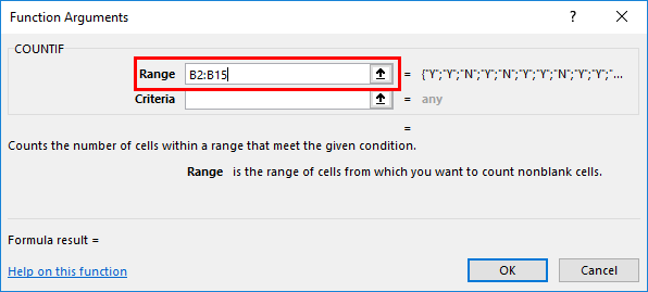 COUNTIF Formula Example 1-5