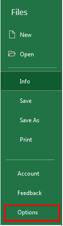 Excel Options