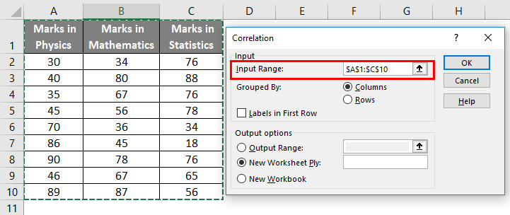 Correlation Matrix Example 1-5
