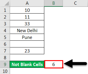 Countif Not Blank Example 1-6