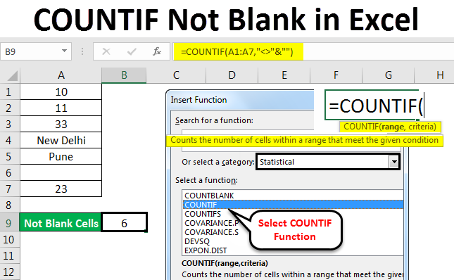 Countif Not Blank in Excel