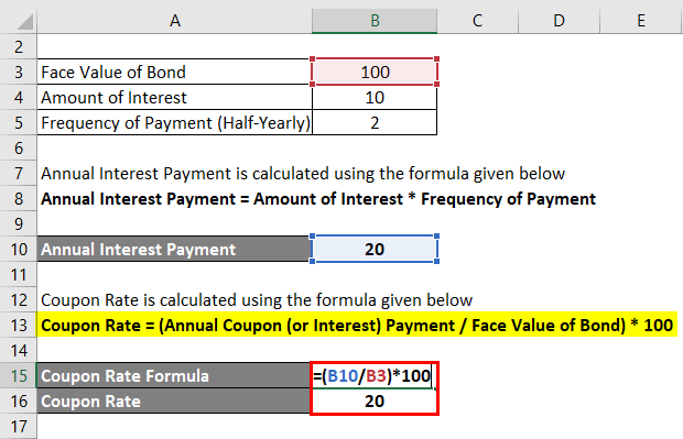 Calculation of Coupon Rate Formula 1