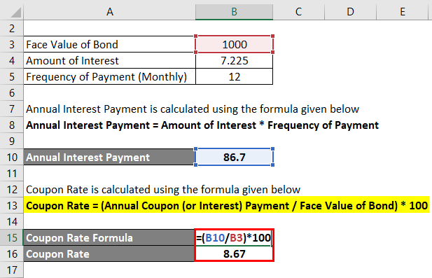 Calculation of Coupon Rate Formula 2