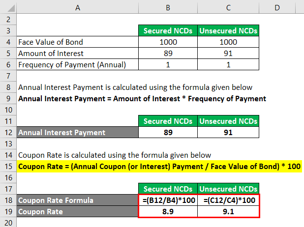 Calculation of Coupon Rate Formula 3