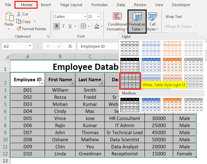 Create Excel Database 7