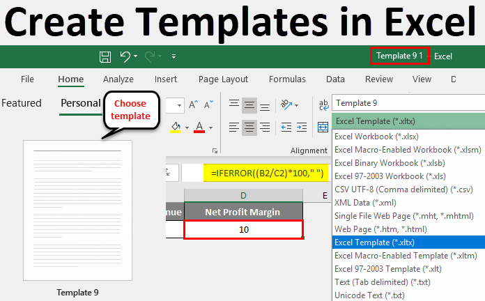 Create Templates in Excel