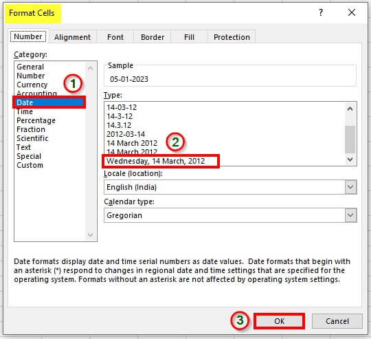 Excel Formula for Weekday-Example 2 Step 6