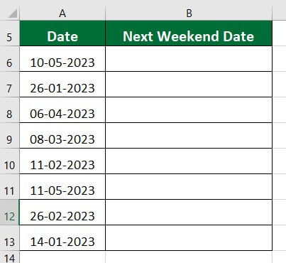 Excel Formula for Weekday-Example 3
