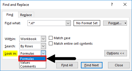 Find External Links in Excel Example 1-5