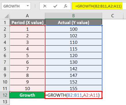 Calculate GROWTH Example 1