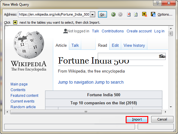 Import Data In Excel example 1-7