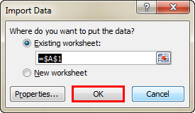 Import Data In Excel example 1-8
