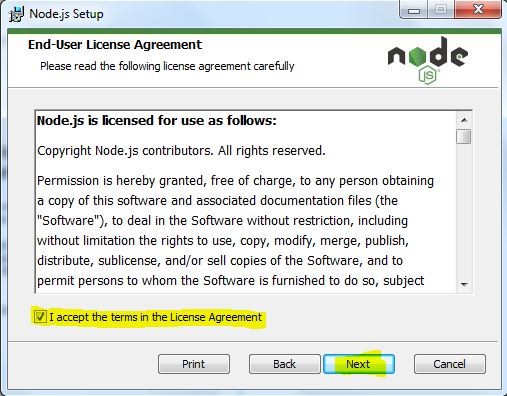 Accept terms in the License Agreement