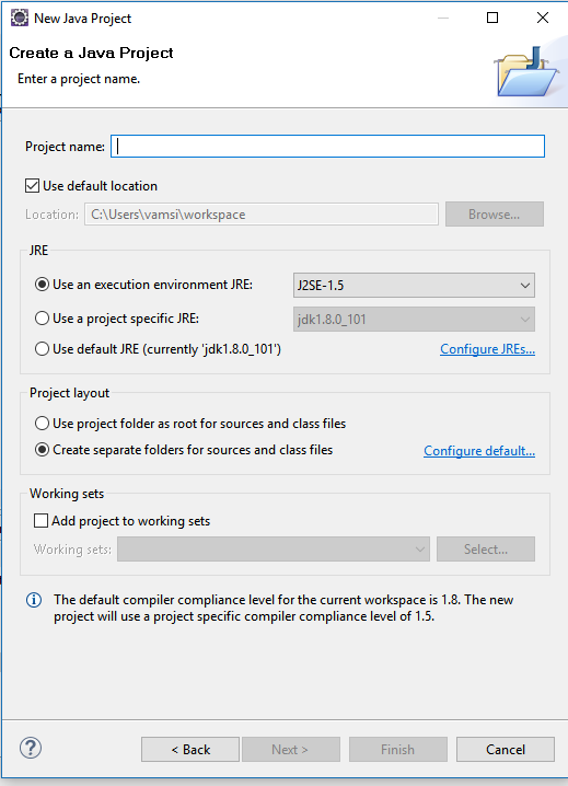 Java Project and then click Next