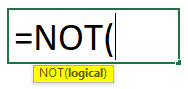 NOT Formula in Excel