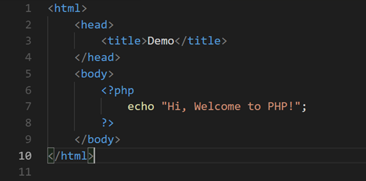 PHP code in HTML file