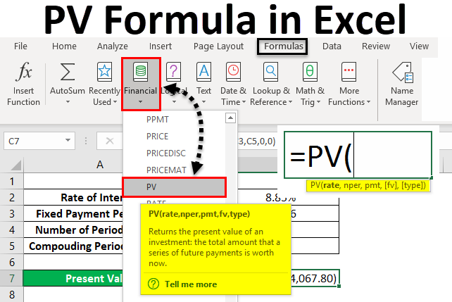 PV Formula in Excel