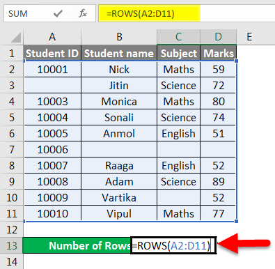 Row count example 2-2