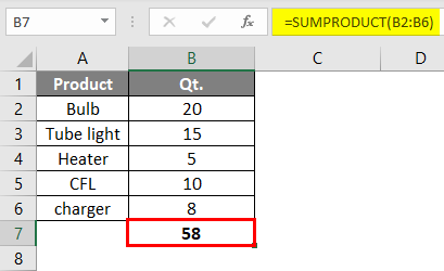 SUMPRODUCT Formula Example 2-5