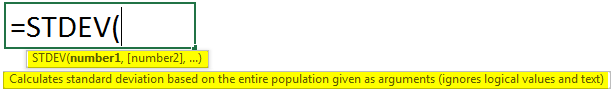 Standard Deviation Formula Syntax