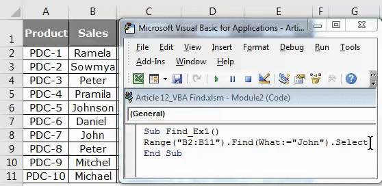 VBA Find Example 1-9