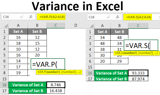 Variance in Excel