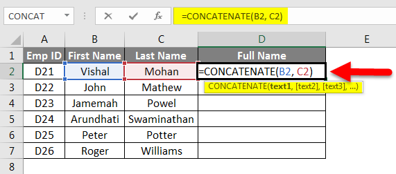 Concatenate columns in Excel