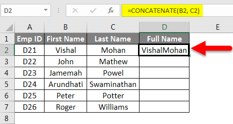 Concatenate columns in Excel