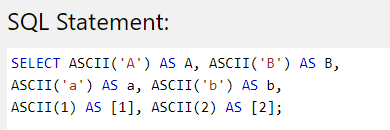 T SQL String Functions - ASCII TSQL