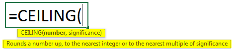 CEILING Function syntax