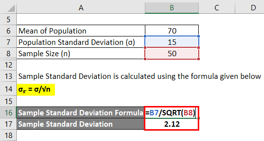 Calculation of Sample Standard Deviation for example 1