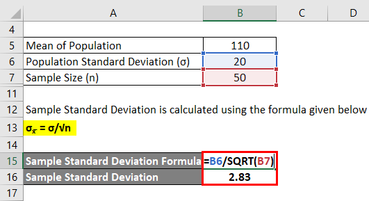 Calculation of Sample Standard Deviation for example 2