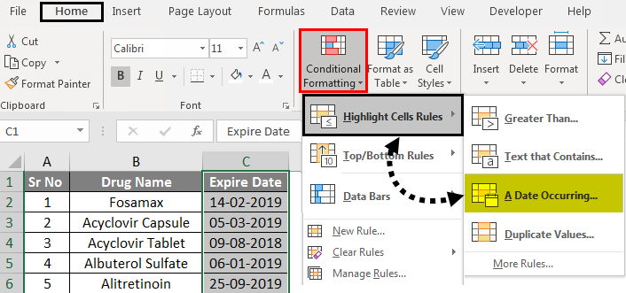 Conditional Formatting For Dates Examples 1