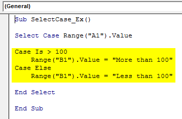 VBA Select Case - Code