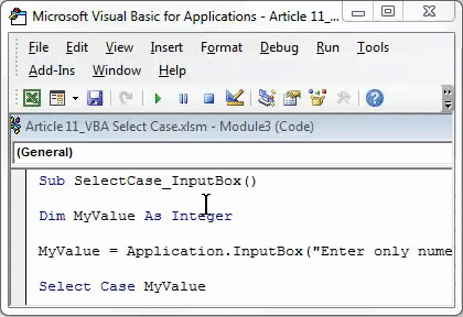 Select Case Statement - Result