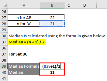 Calculation of Median for example 3-2