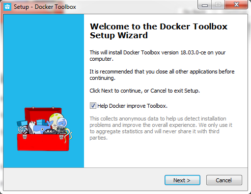 Docker Toolbox setup wizard