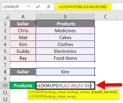 LOOKUP Function Example 1-2