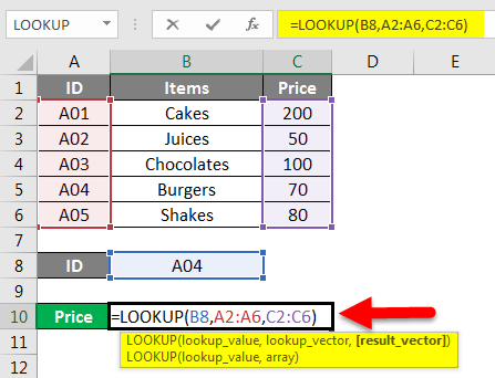 LOOKUP Function Example 2-2