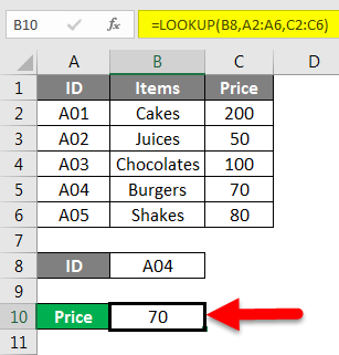 LOOKUP Function Example 2-3